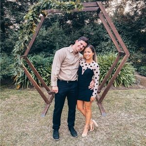 Black Mini Dress w/ Polka Dot Sleeves